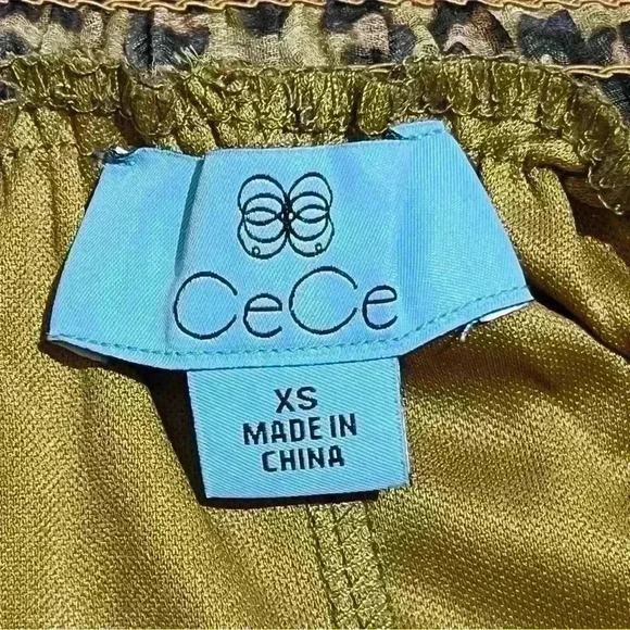 Ce Ce Womens Leopard Blouse Off The Shoulder Ruffle Long Sleeve Hi Low XS - Picture 4 of 8